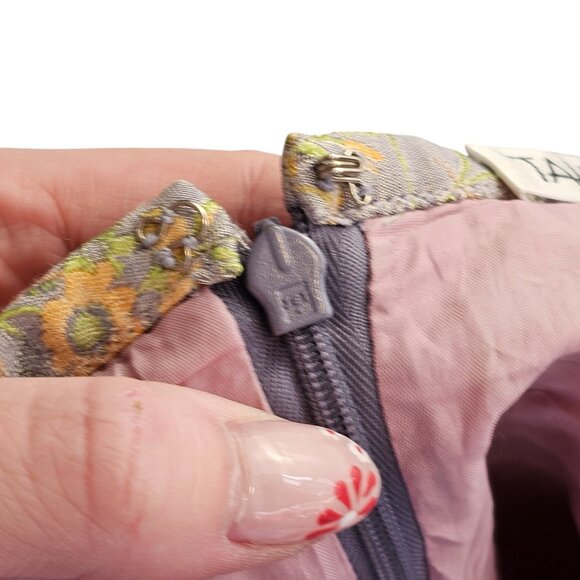 Tahari Vintage Light Purple Pant Suit with Green and Orange Flowers Sz 6 - Picture 6 of 16